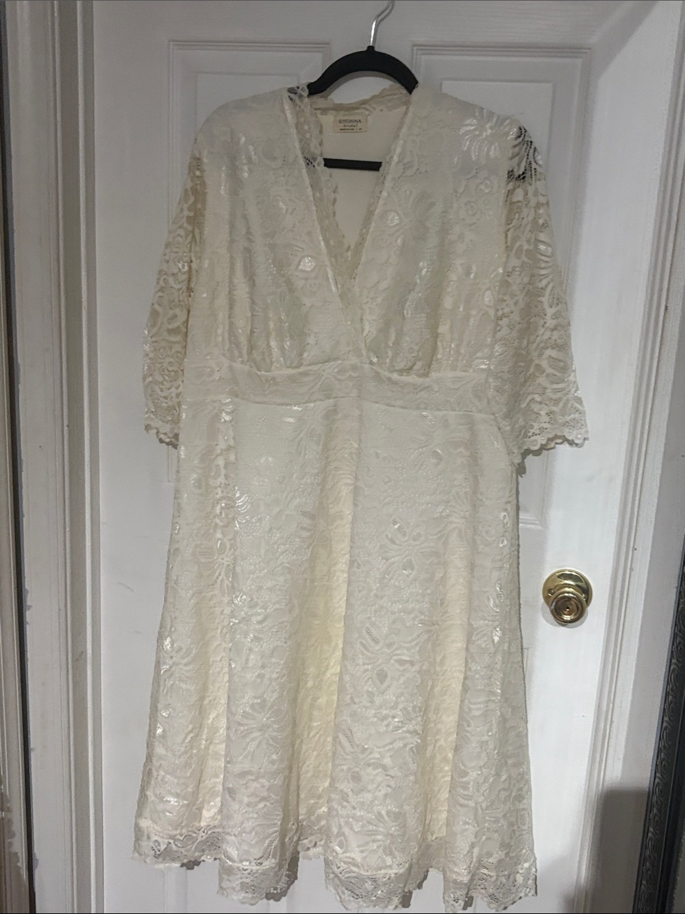 Kiyonna Ivory Lace Midi Dress wedding